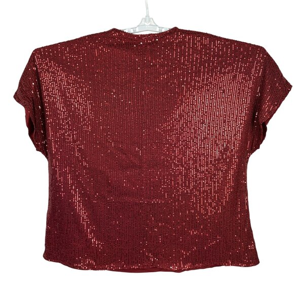 Womens Sequin Embellished Red Blouse Size 3XL 100% Polyester - Picture 2 of 5